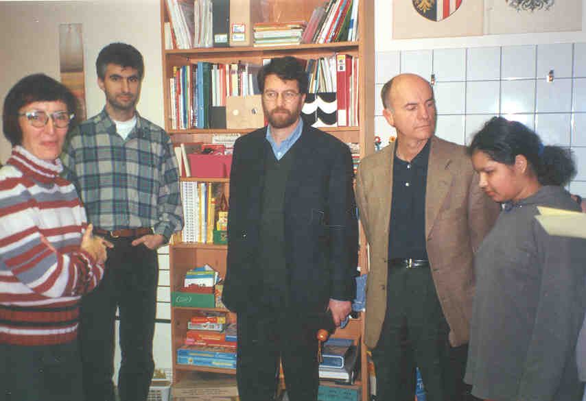 Mrs. Irene Muhlbach, teacher for the blind pupils, is giving the ACCELERATE group a guided tour of the 'Michael Reitter Landsschule', the special school for deaf and blind people at Linz.